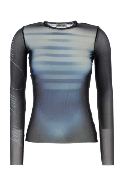 Jean Paul Gaultier Printed Tulle Top In Gray