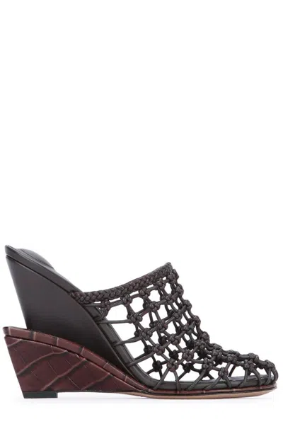 Jacquemus Mesh Les Doubles Tresses Mules In Brown
