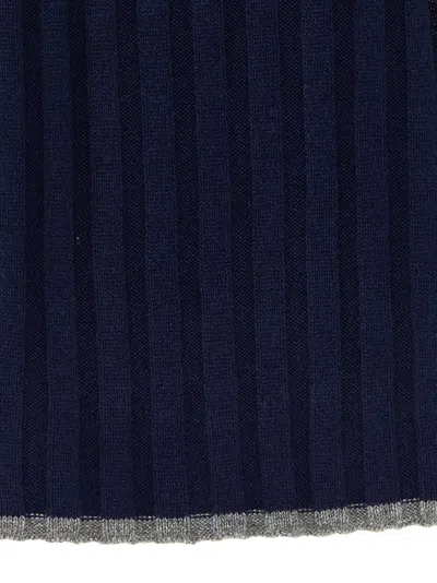 Brunello Cucinelli Ribbed Cashmere Scarf Scarves And Foulards Multicolor In Blue