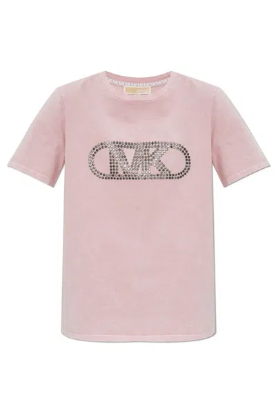 Michael Kors Sage Green Cotton T-shirt In Pink