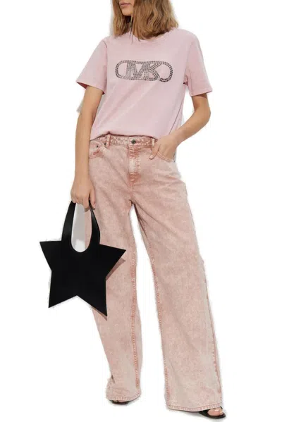 Michael Kors Sage Green Cotton T-shirt In Pink