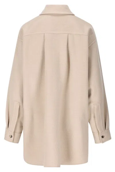 Loewe Women Wool And Cashmere Overshirt In Brown