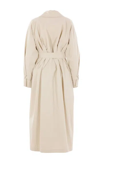 Max Mara Sand Linen Ronco Trench Coat In Neutral
