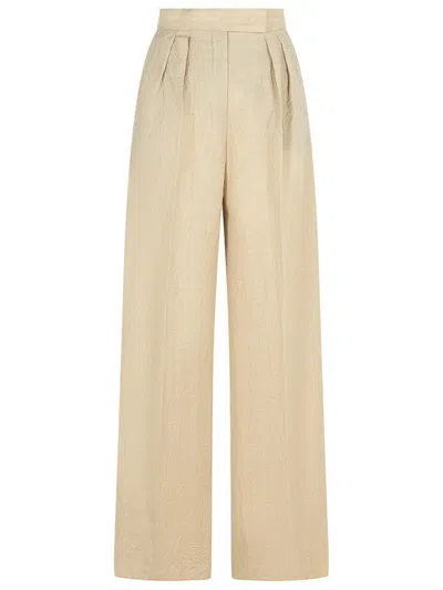 Max Mara Sand Wool Acinoso Wide-leg Pant In Neutral