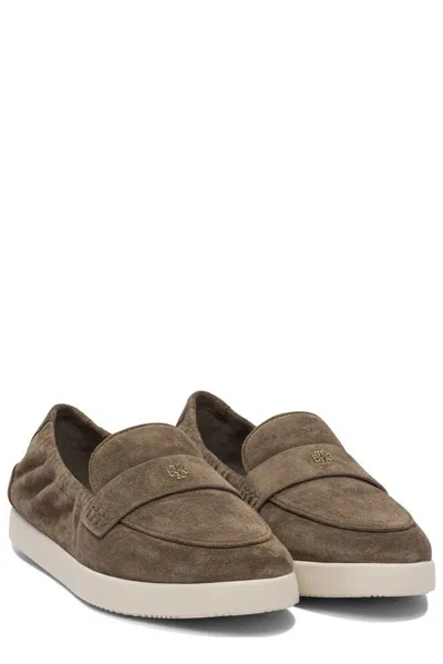 Tory Burch Brown Loafers With Logo Plaque On The Front And Slip-on Design In Brown