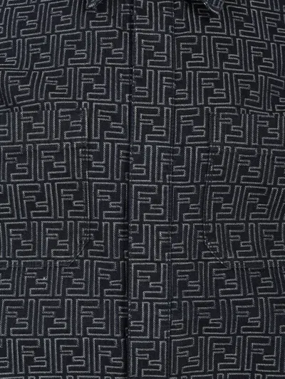 Fendi Giubbino In Denim Ricamato Uomo In Blue