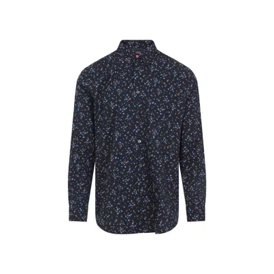 Paul Smith Men's Regular Fit Shirt With All-over Print In Blue