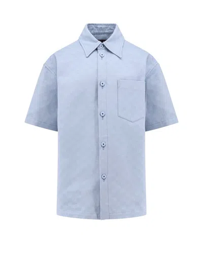 Gucci Men Gg Jacquard Oversize Cotton Shirt In Blue