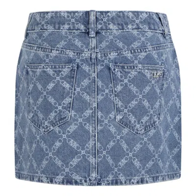 Michael Kors Empire Diamond Print Denim Skirt In Blue