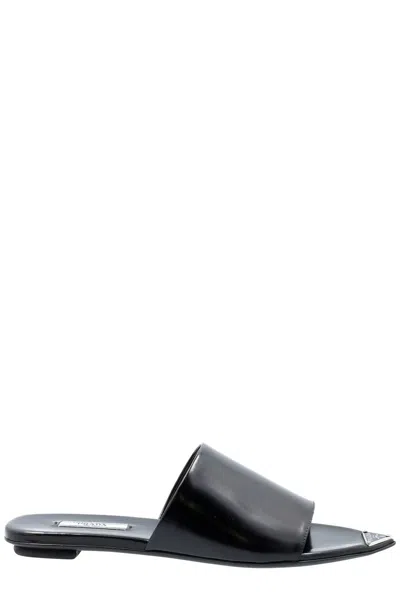 Prada Black Leather Sandals