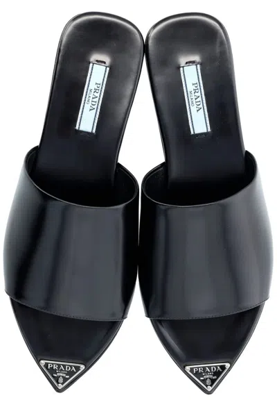 Prada Black Leather Sandals