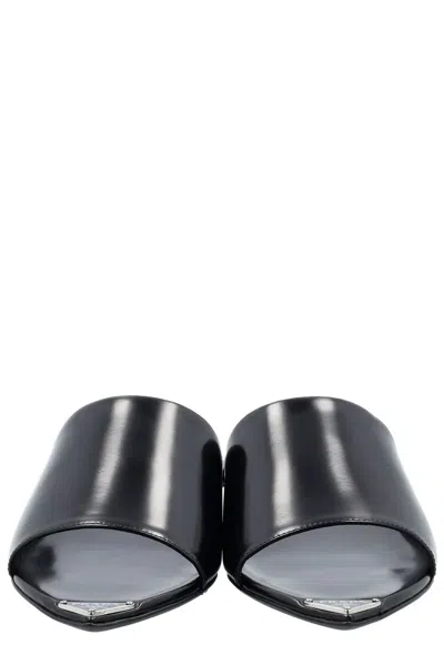 Prada Black Leather Sandals