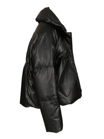 Mm6 Maison Margiela Pleather Puffer Jacket In Black