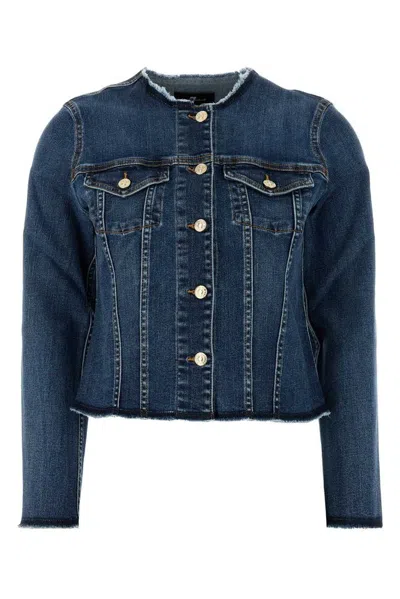7 For All Mankind Vicky Denim Jacket Frayed Hem