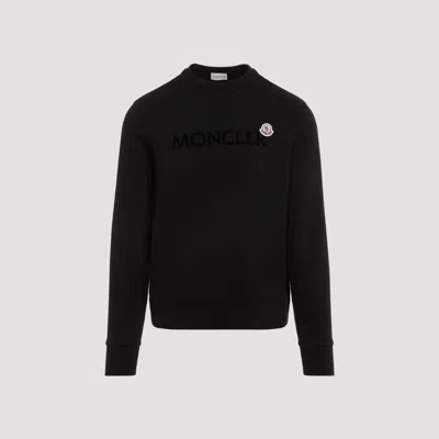 Moncler Crew Neck Cotton Sweatshirt In Black