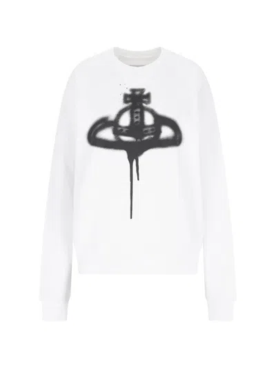 Vivienne Westwood Spray Orb-print Cotton Sweatshirt In White