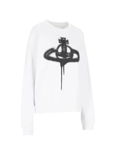 Vivienne Westwood Spray Orb-print Cotton Sweatshirt In White
