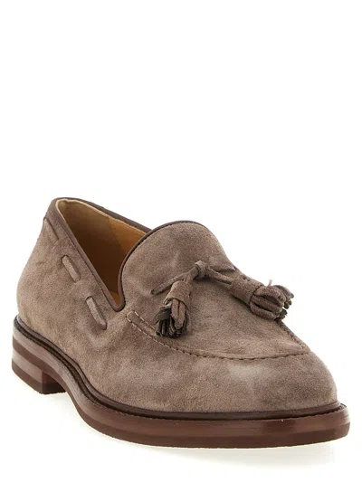 Brunello Cucinelli Tassel Detail Suede Loafers With Stacked Heel