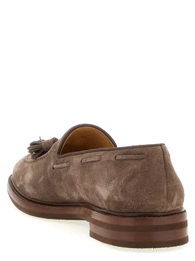 Brunello Cucinelli Tassel Detail Suede Loafers With Stacked Heel