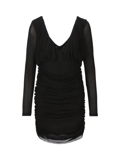 Saint Laurent Cupro Mini Dress In Black