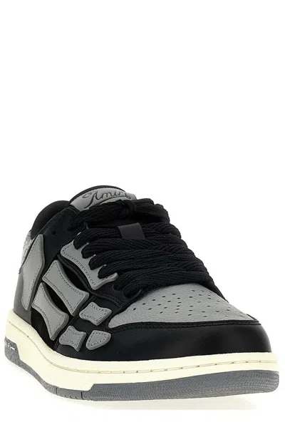 Amiri 'skel Top Low' Black Sneakers With Skeleton Patch