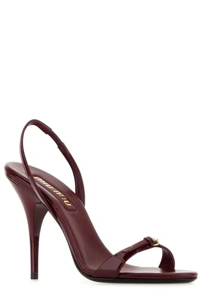 Miu Miu Tyrian Purple Leather Sandals