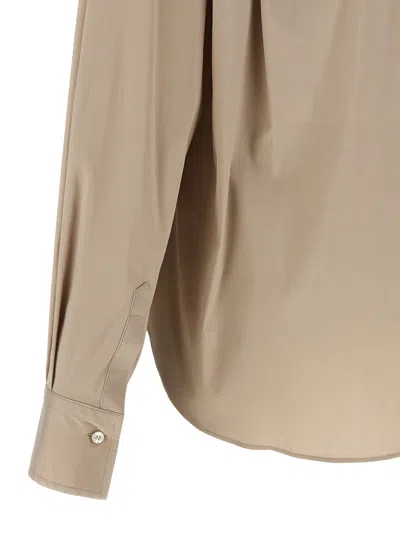 Brunello Cucinelli V-neck Shirt With Collared Design In Brown