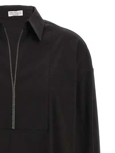 Brunello Cucinelli V-neck Shirt Monile Shirt And Blouse Black In Black