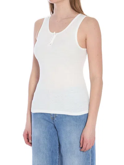 The Row White Cotton Blend Mansel Tank Top