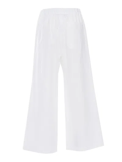 Weekend Max Mara White Cotton Blend Volante Wide-leg Pant