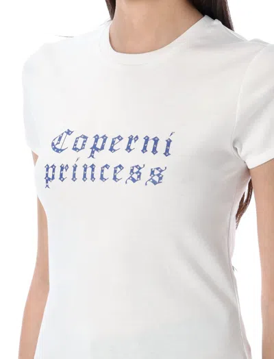 Coperni White Crewneck T-shirt With Maxi Print On The Front And Logo Print On The Rear In Cotton Woman