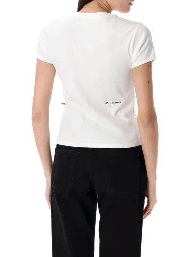 Coperni White Crewneck T-shirt With Maxi Print On The Front And Logo Print On The Rear In Cotton Woman
