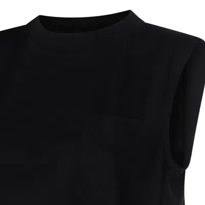 Sacai Crew Neck Sleeveless Dress With Back Pleats In Black