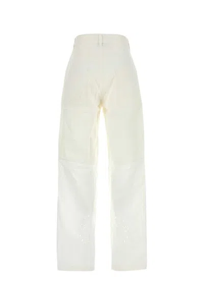 Marine Serre Cotton Trousers With Embroidered Pockets In White