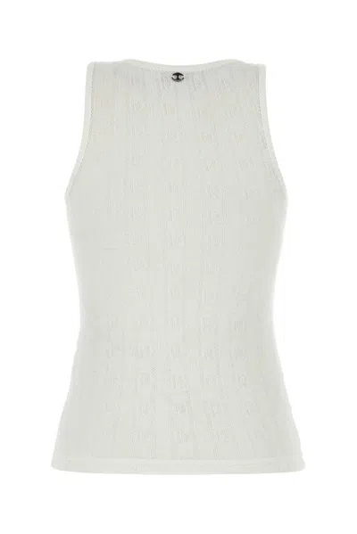 Rabanne Ribbed Cotton Tank Top With Perforated R-logo In Neutral
