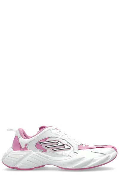 Balenciaga White Leather Monday Sneakers In Pink