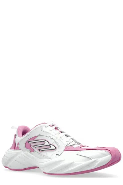 Balenciaga White Leather Monday Sneakers In Pink