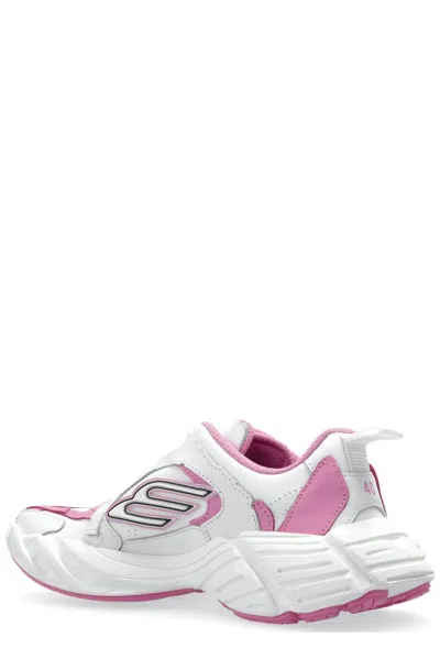 Balenciaga White Leather Monday Sneakers In Pink