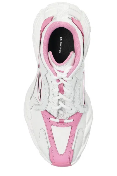 Balenciaga White Leather Monday Sneakers In Pink