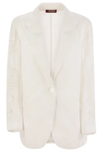 Mm Studio White Linen Angizia Blazer