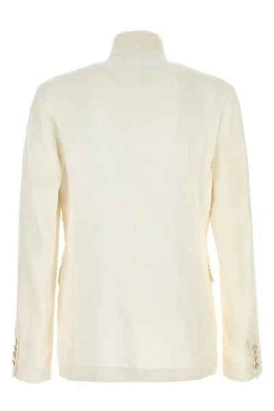 Dries Van Noten White Linen Bates Blazer