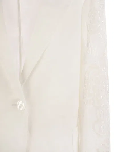 Mm Studio White Linen Angizia Blazer