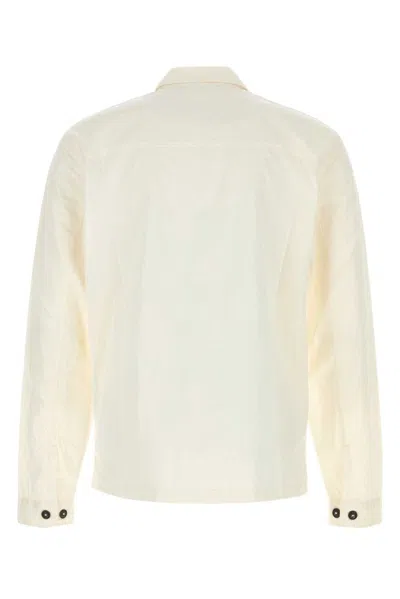C.p. Company Off White Lens-detail Cotton Shirt In Neutral