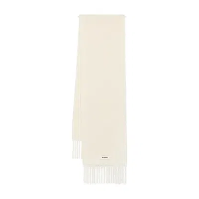 Jacquemus White Mohair Wool Scarves In Neutral