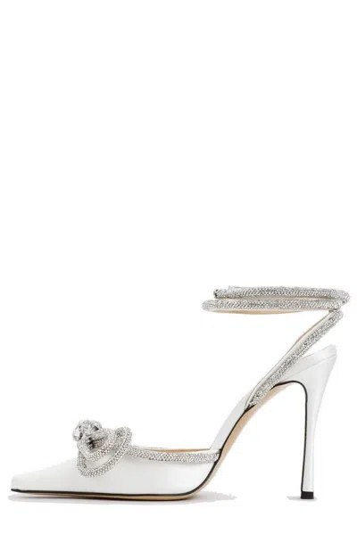 Mach&mach Mach E Mach Satin Pumps With Crystals In White
