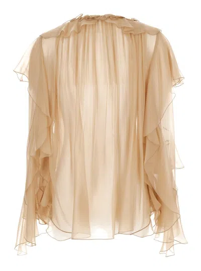 Alberta Ferretti White Silk Blouse