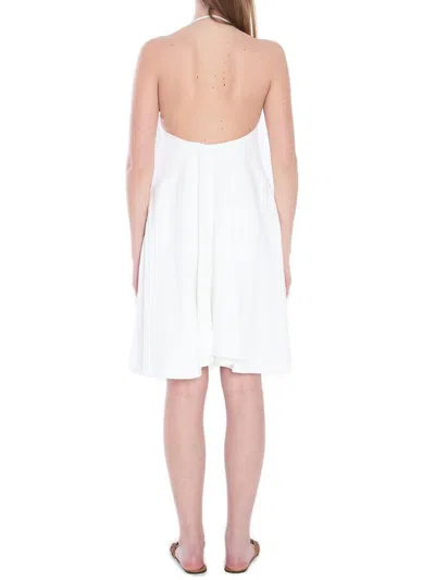 Loewe Flamenco Knotted Leather-trimmed Voile Halterneck Mini Dress