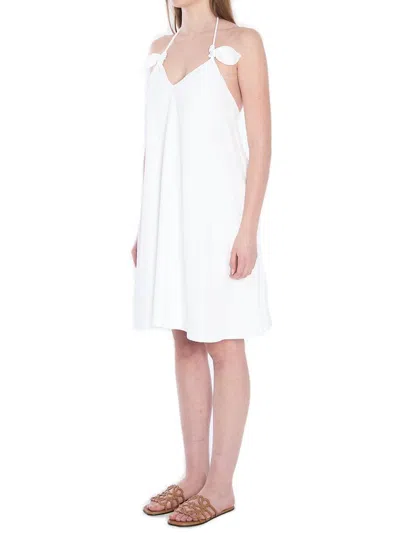 Loewe Flamenco Knotted Leather-trimmed Voile Halterneck Mini Dress