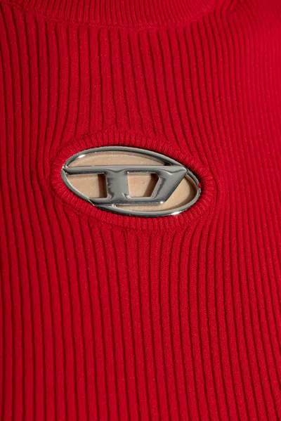 Diesel Black Viscose Blend M-onervax Top In Red