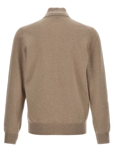Brunello Cucinelli Zipper Cardigan High Collar In Brown